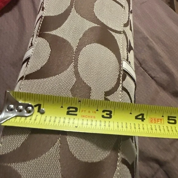 Coach Signature Canvas Tote Bag - Brown and White - Picture 9 of 12